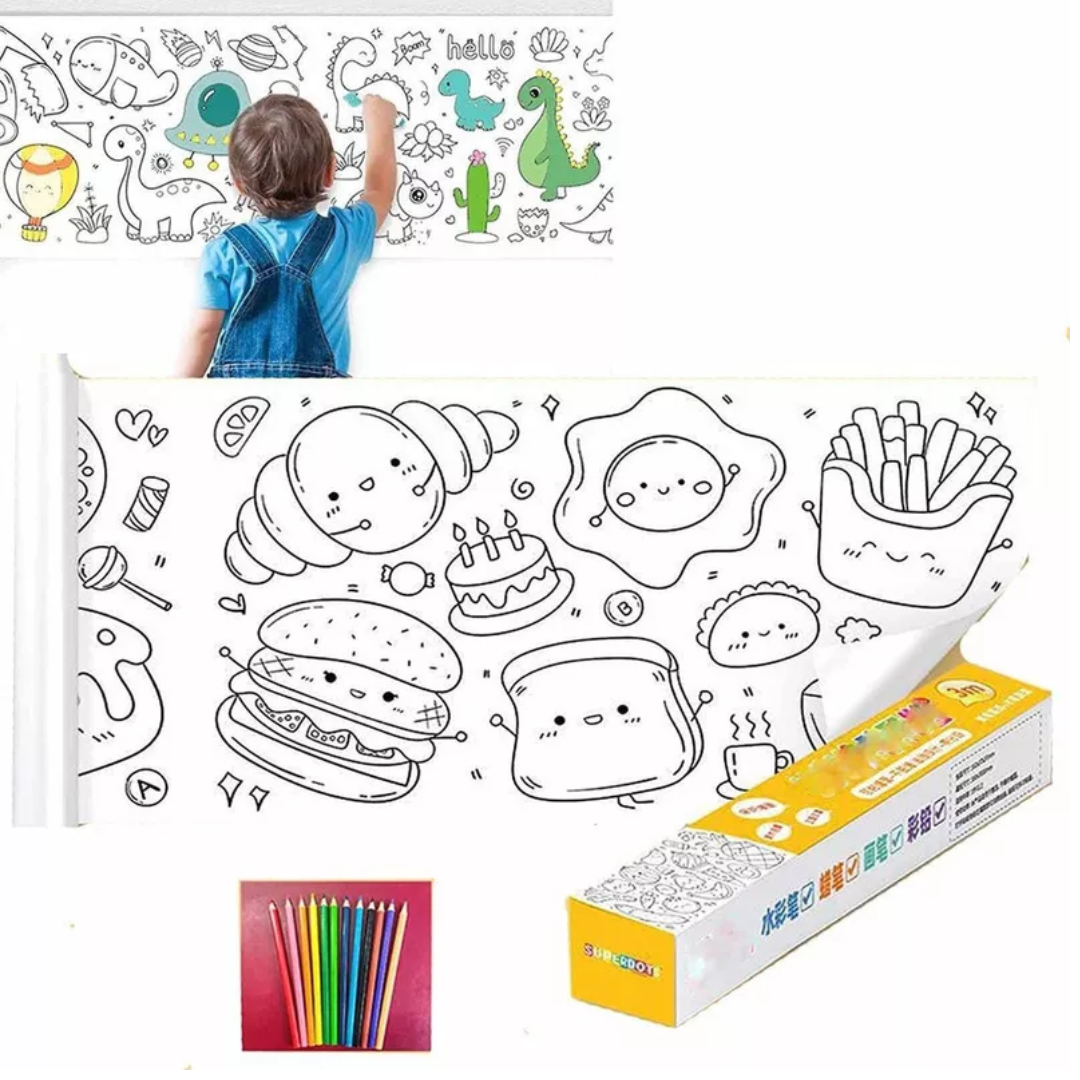 🥳ROLLO PAPEL PARA NIÑOS🥳 - 🎨 COLOREAR (30 X 300 CM)